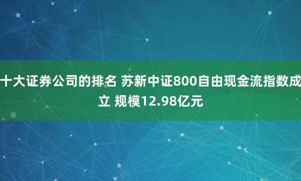 十大证券公司的排名 苏新中证800自由现金流指数成立 规模12.98亿元