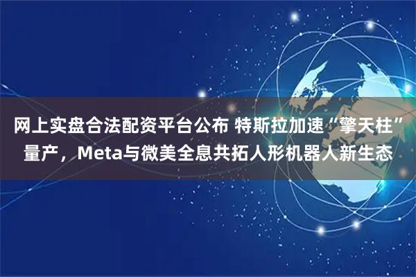 网上实盘合法配资平台公布 特斯拉加速“擎天柱”量产，Meta与微美全息共拓人形机器人新生态