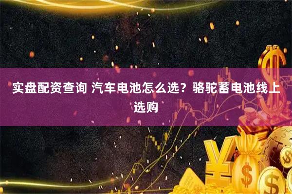 实盘配资查询 汽车电池怎么选？骆驼蓄电池线上选购